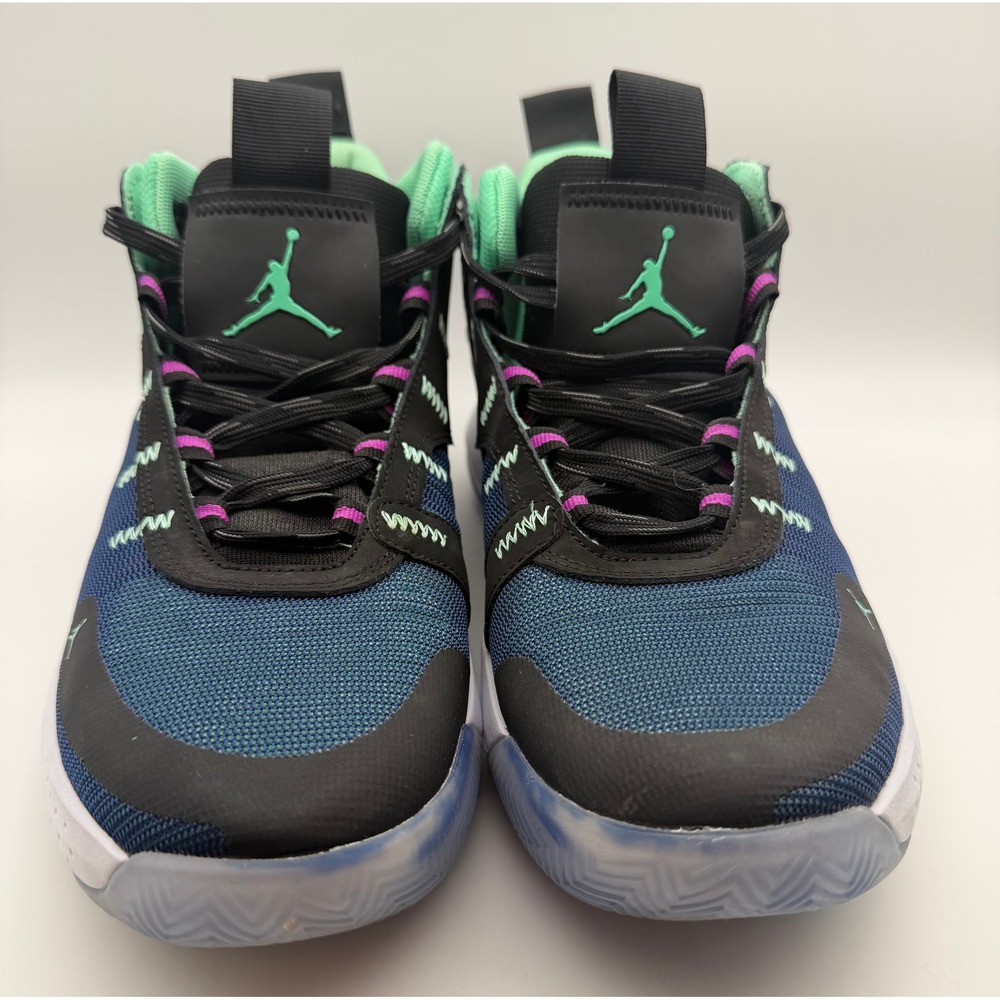 Jordan Zoom Fresh Blue Void Green Glow Black BQ3449-005 Mens Basketball Shoes 11